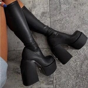 Naked Wolfe Black Heeled Boots